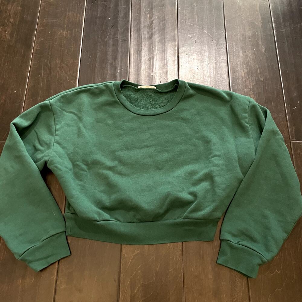 Reformation Jeans Crewneck Sweatshirt Cropped Green Women's Size M